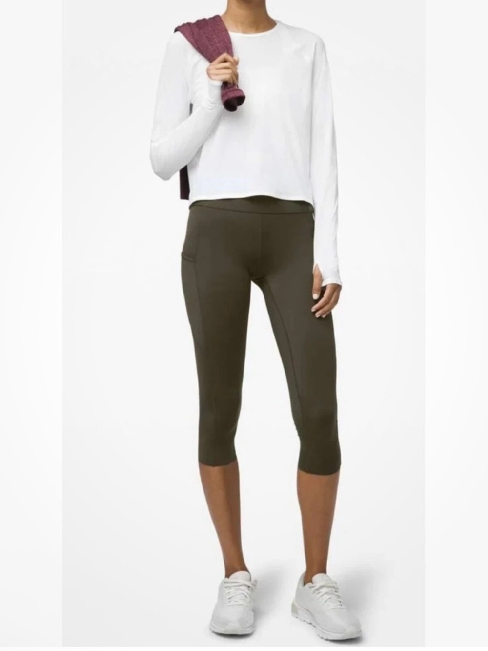 LULULEMON Fast and Free Olive Green 9" Yoga Athleisue Copped Legging Size 8